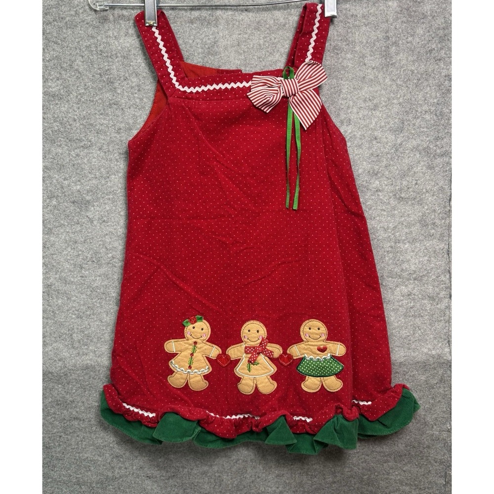VTG 1990s/Y2K Rare Editions Girls 6x Christmas Gingerbread Corduroy Jumper Dress